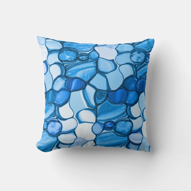 Almofada Pedras redondas em tons semelhantes ao azul real (Frente)