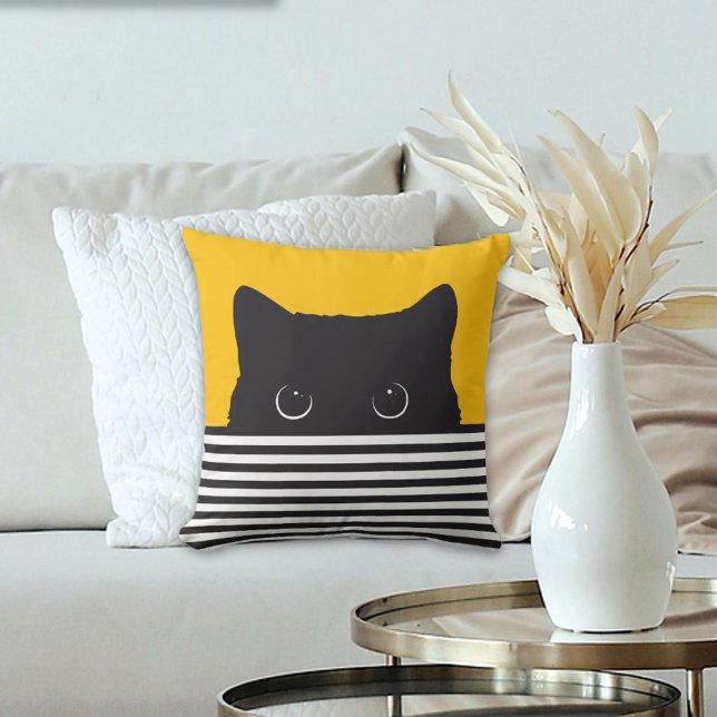 Almofada Peeking de Gato Negro (Criador carregado)