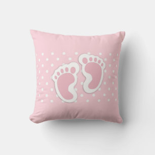 Almofada Pegadas de bebê rosa-branca