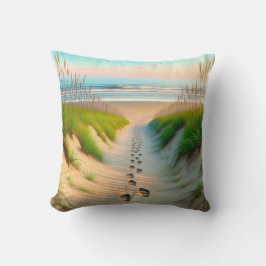 Almofada Pegadas De Praia Em Areia