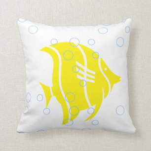 Almofada Peixe amarelo no TRAVESSEIRO branco