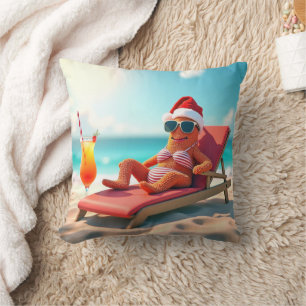 Almofada Peixe-Frio-Natal Banho-do-Sol em Bikini