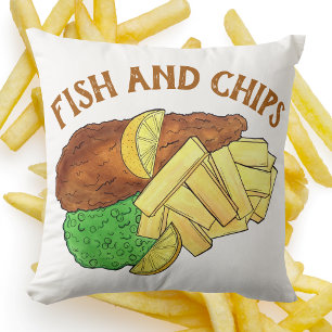 Almofada Peixes e Chips - Comida do restaurante britânico P