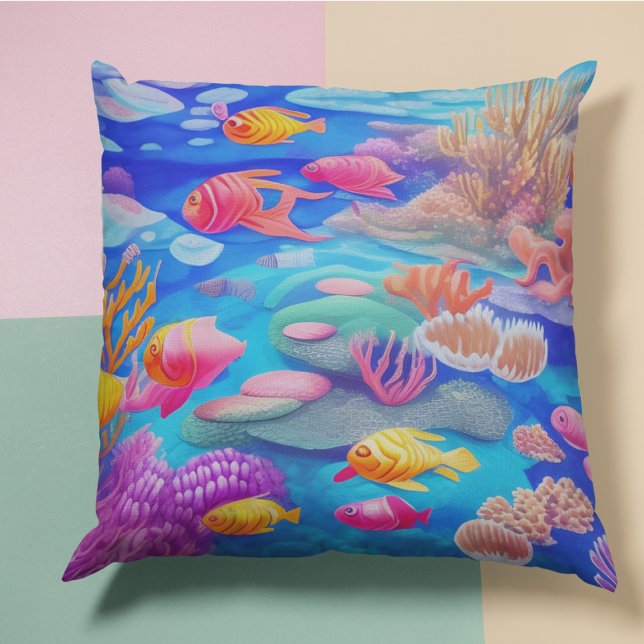 Almofada Peixes Nadando Submarino (Criador carregado)
