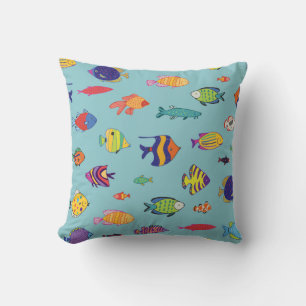 Almofada Peixes tropicais, padrão de linha de colheita
