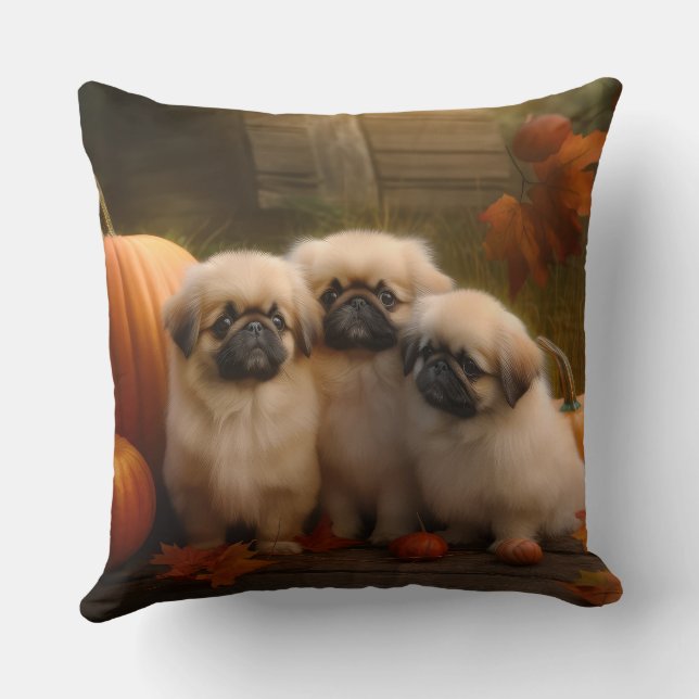 Almofada Pekingese Puppy Autumn Delight Pumpkin (Verso)