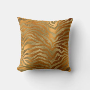 Almofada Pele animal da zebra Glam Dourado de aço africana