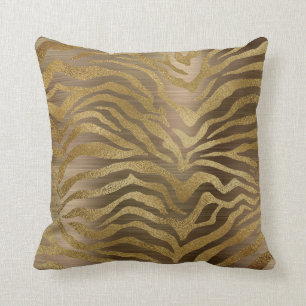 Almofada Pele animal da zebra Glam Dourado de aço africana