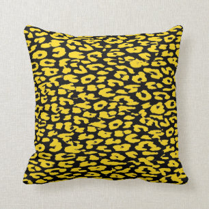 Almofada Pele de impressão de leopardo amarela e preta