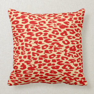 Almofada Pele de Impressão do Leopardo Vermelho