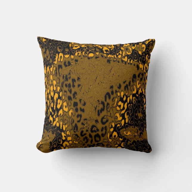 Almofada Pele de Impressão Leopardo Retro (Amarelo, Preto,  (Frente)