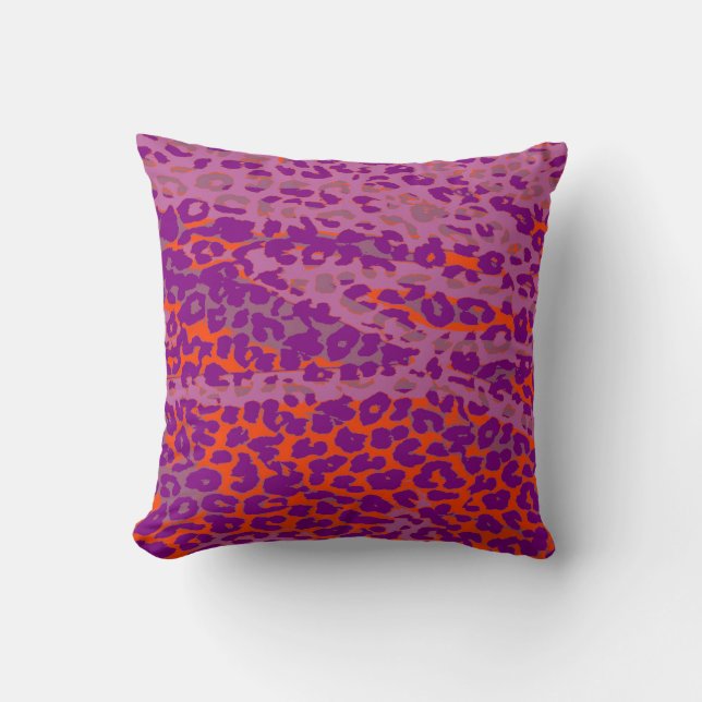 Almofada Pele de Impressão Leopardo Retro (Laranja, Roxo, R (Frente)