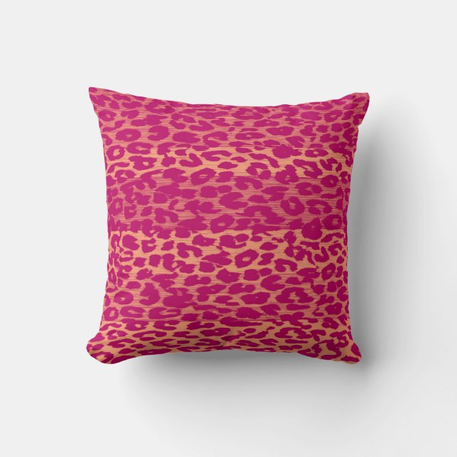Almofada Pele de Impressão Leopardo Rosa Quente (Frente)