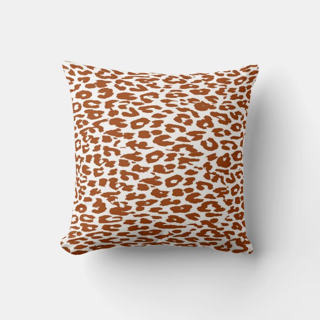 Almofada Pele de Pele de Impressão de Leopardo Castanho (Frente)