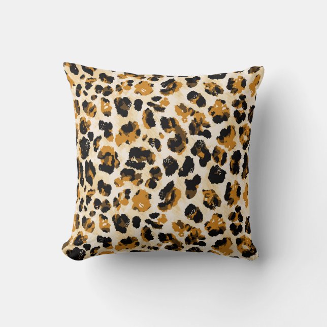 Almofada Pele-leopardo de aquarela, gradiente de coloração  (Frente)
