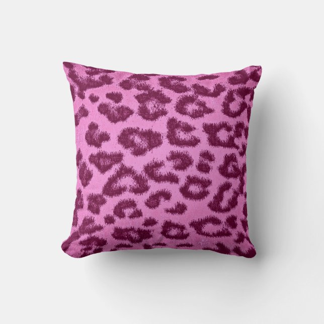 Almofada Peles com pele de Leopardo rosa (Frente)
