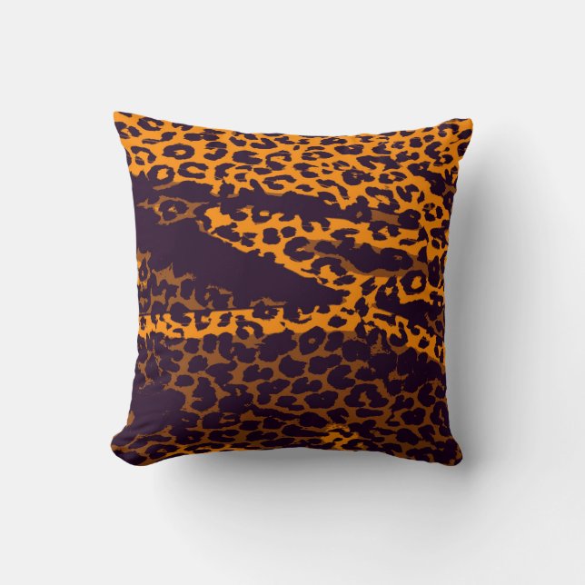 Almofada Peles com Pele Retro Leopardo Impressa (Castanho,  (Frente)