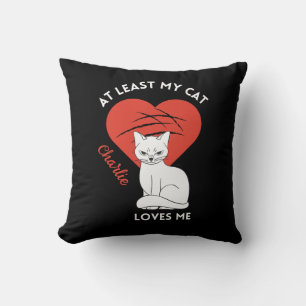 Almofada Pelo Menos Meu Gato Me Ama Travesseiro decorativo