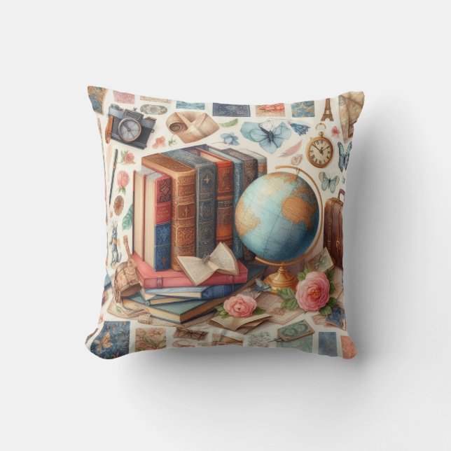 Almofada Pelo mundo em 80 livros Cushion (Frente)