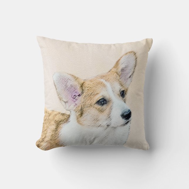 Almofada Pembroke Welsh Corgi - Pintura Original para Cacho (Frente)