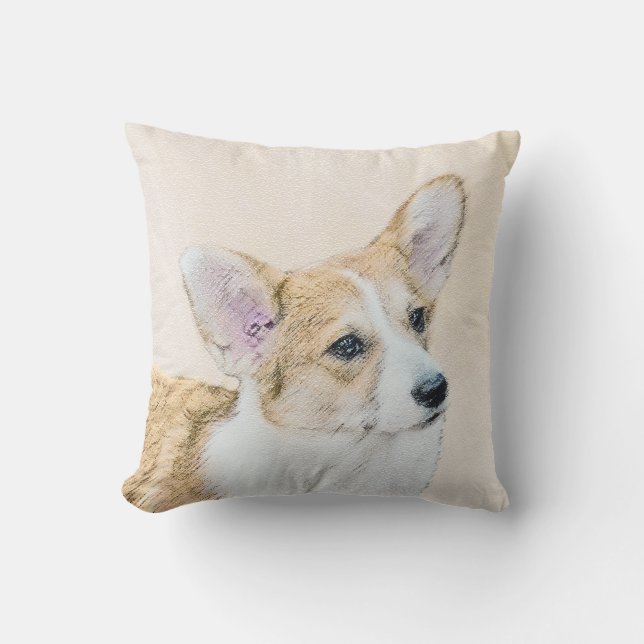 Almofada Pembroke Welsh Corgi - Pintura Original para Cacho (Frente)