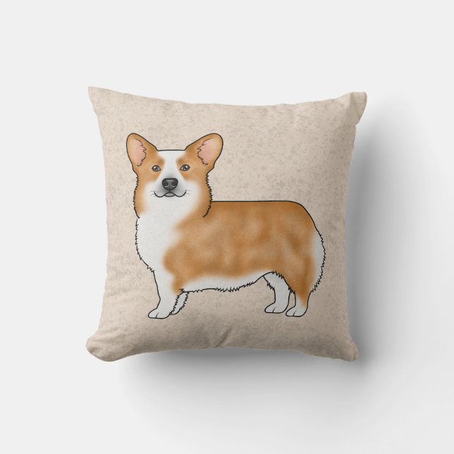 Almofada Pembroke Welsh Corgi Vermelho e Branco Design de C (Frente)