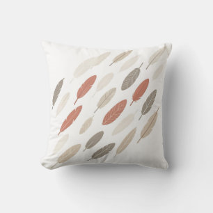 Almofada Penas Boho Ferrugem Bege Padrão Diagonal