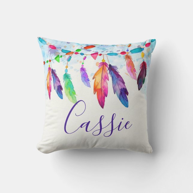 Almofada Penas boho personalizadas (Frente)