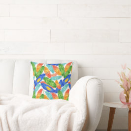 Almofada Penas Coloridas em Aquarela — Design de Arte Abstr