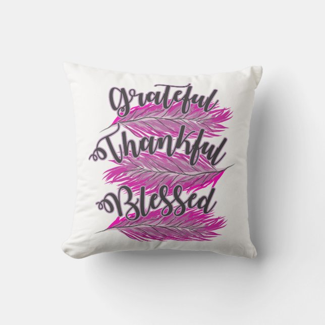 Almofada penas cor-de-rosa grato travesseiro abençoado (Frente)