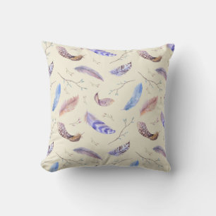 Almofada Penas de Aquarela Folhas e Ramais Padrão
