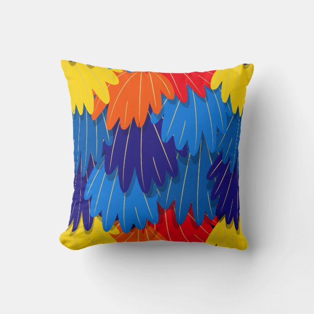 Almofada Penas de Papagaio-Escarlate Coloridas (Frente)