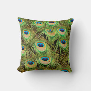 Almofada Penas de pavão coloridas