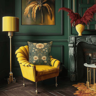 Almofada Penas de Peacock Românticas e Daisy Art Nouveau