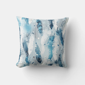 Almofada Penas de queda: Blue Watercolor