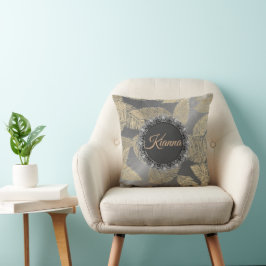 Almofada Penas Douradas na Prata Sonora Personalizada