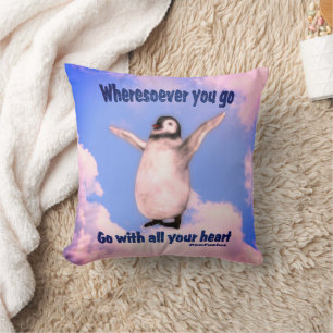 Almofada Penguin Confucius Attitude Cotação Inspiracional
