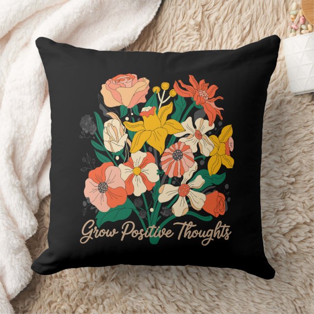 Almofada Pensamentos Positivos Crescentes - Inspiração Flor (Cobertor)