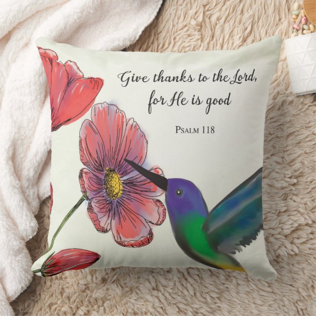 Almofada Pensando Religiosamente em Você Flores com Humming (Cobertor)