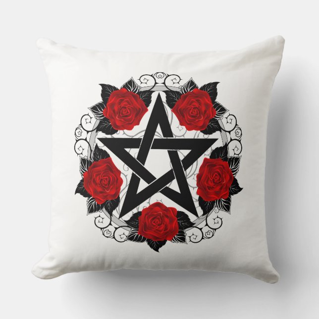 Almofada Pentagrama com Rosas vermelhas (Frente)
