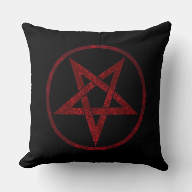 Almofada Pentagrama do diabo vermelho (Frente)