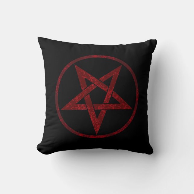 Almofada Pentagrama do diabo vermelho (Frente)