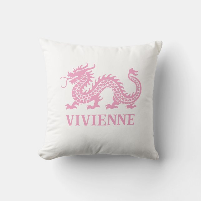 Almofada Peony Pink Chinoiserie Dragon Nome Personalizado (Frente)