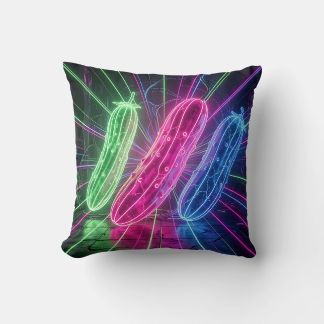 Almofada Pepinos Neon Cyberpunk Glowing (Frente)