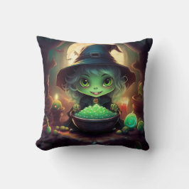 Almofada Pequena Bruxa Verde Com Doces