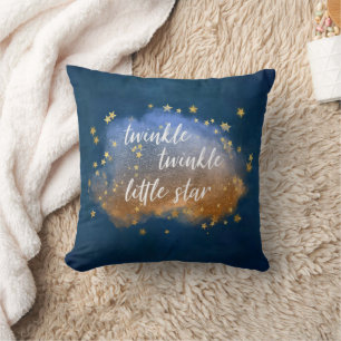 Almofada Pequena Estrela Brilhante   Marinho Azul Cobre Dou