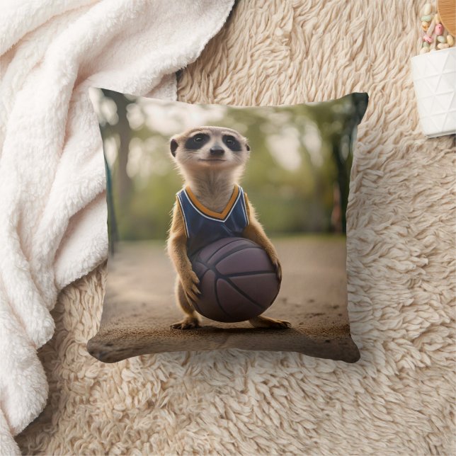 Almofada Pequena Estrela-de-Obra: Bebê Meerkat Segurando Ba (Cobertor)