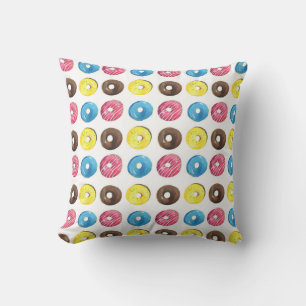 Almofada Pequenas rosquinhas de aquarela, padrão uniforme.