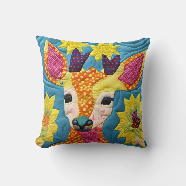 Almofada Pequeno Deer Quilt Como Design (Frente)