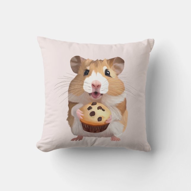 Almofada Pequeno Hamster Bonito Com Muffin (Frente)